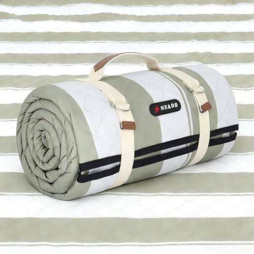 HXOD Outdoor Picnic Blanket Extra Large 80x60 Waterproof Picnic Mat Foldable Camping Blanket Portable with Carry Strap for Beach Mat Green
