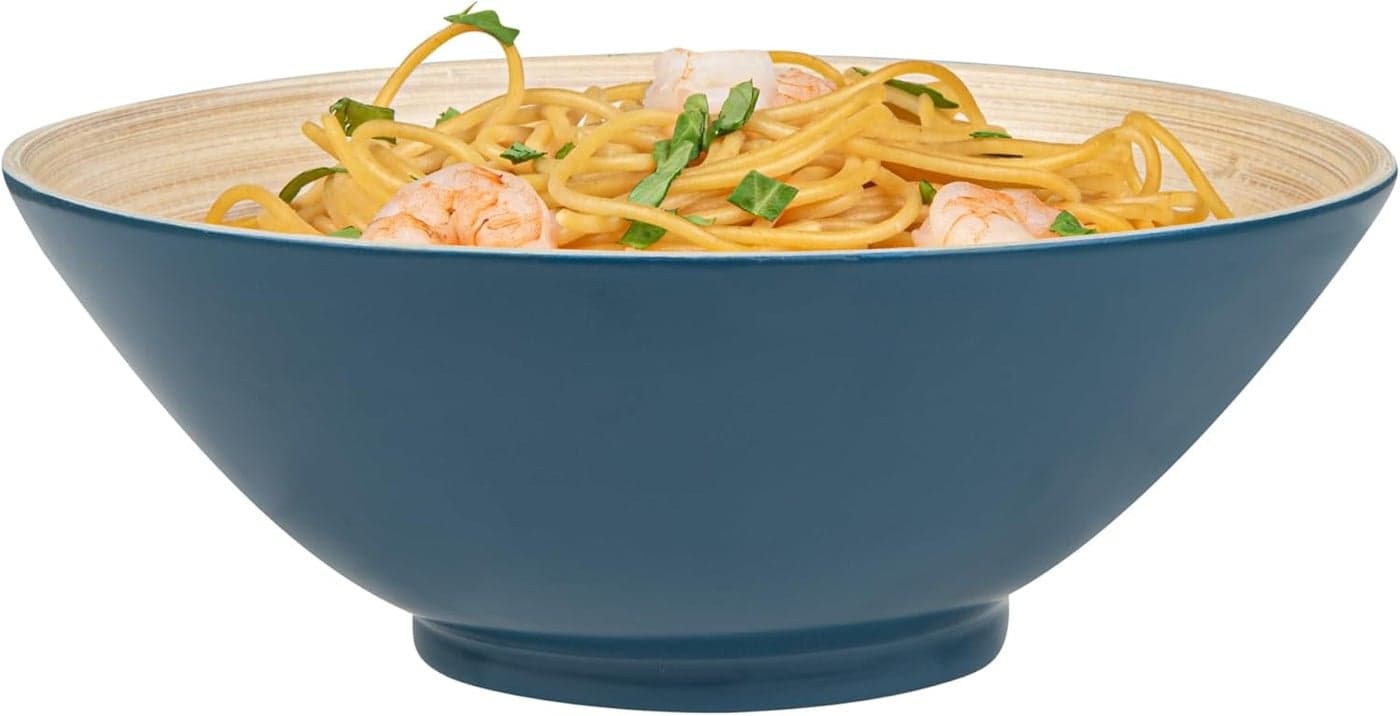 Restaurantware Bambuddha 29 Ounce Bamboo Salad Bowl 1 Heavyduty Serving Bowl Sustainable Reusable Blue Bamboo Bamboo Tableware For Serving Salads Noodles And Pasta