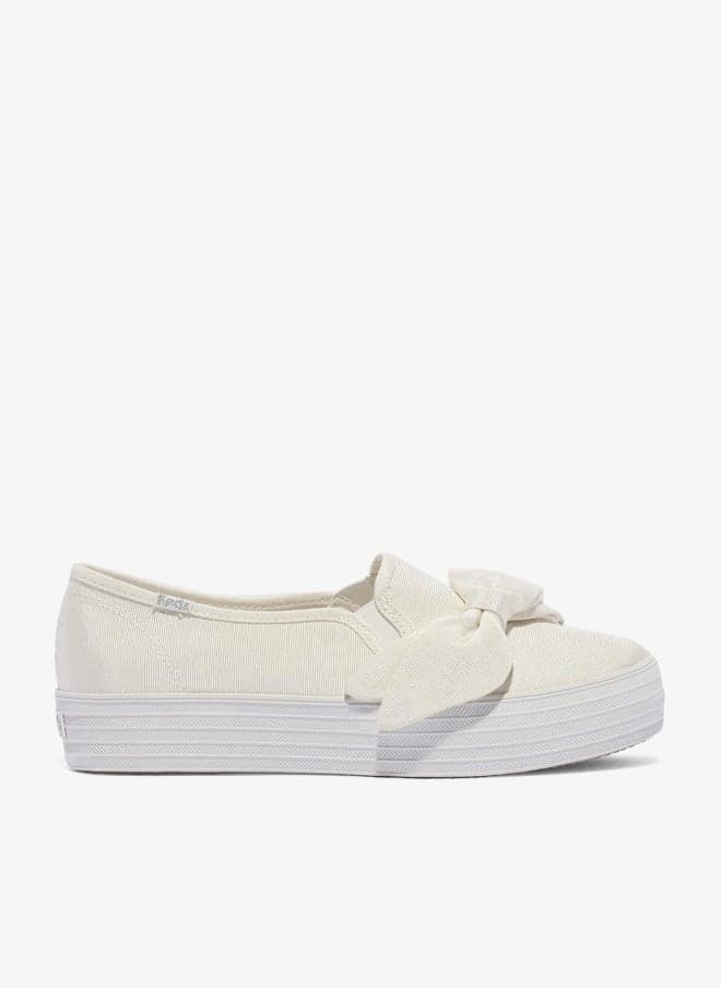 Keds Women's Triple Decker Canvas Floral Embroidery Casual Sneaker Cream