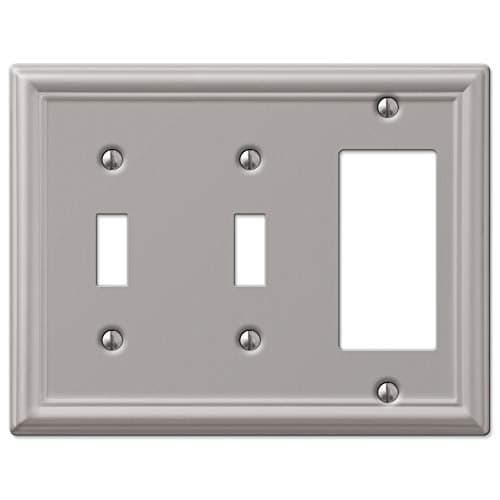 Amerelle 149TTRBN Chelsea Steel Double Toggle/Single Rocker-GFCI Wallplate, Brushed Nickel