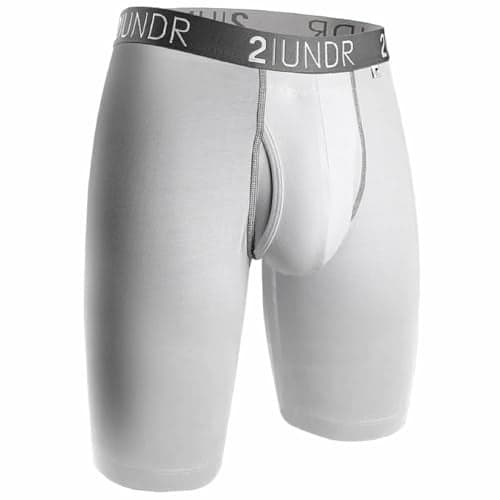 2UNDR Mens Swing Shift 9" Long Leg Underwear - White/Grey - S
