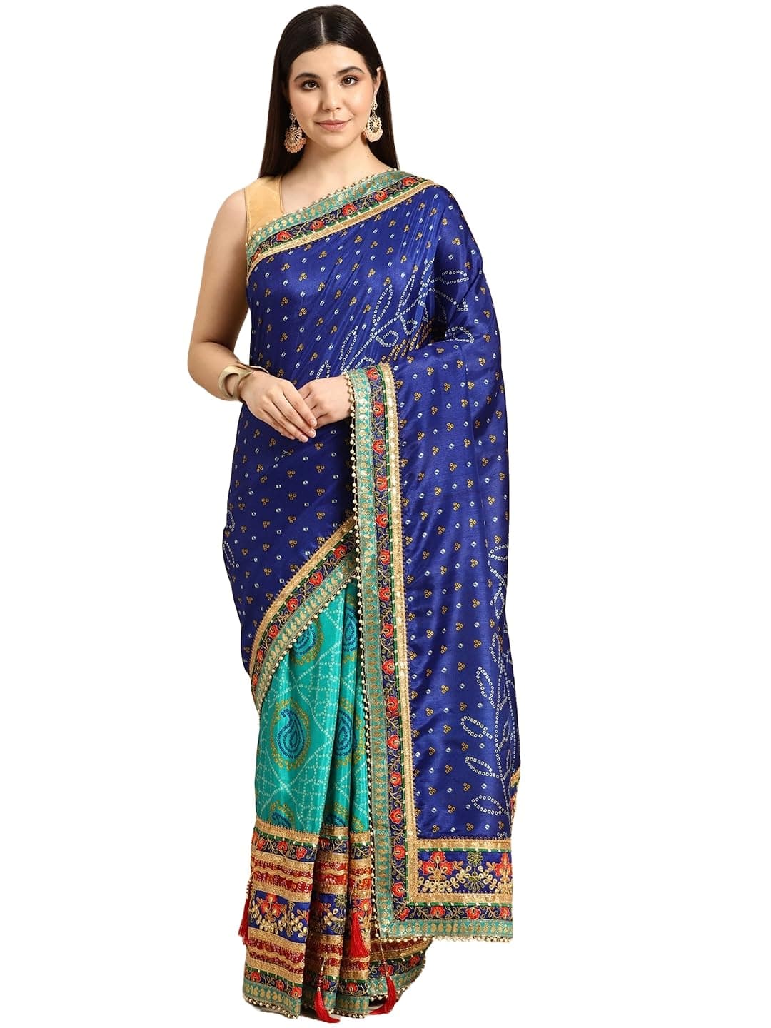 Panzora Women's Dola Patola Silk Saree With Unstitched Blouse Piece.