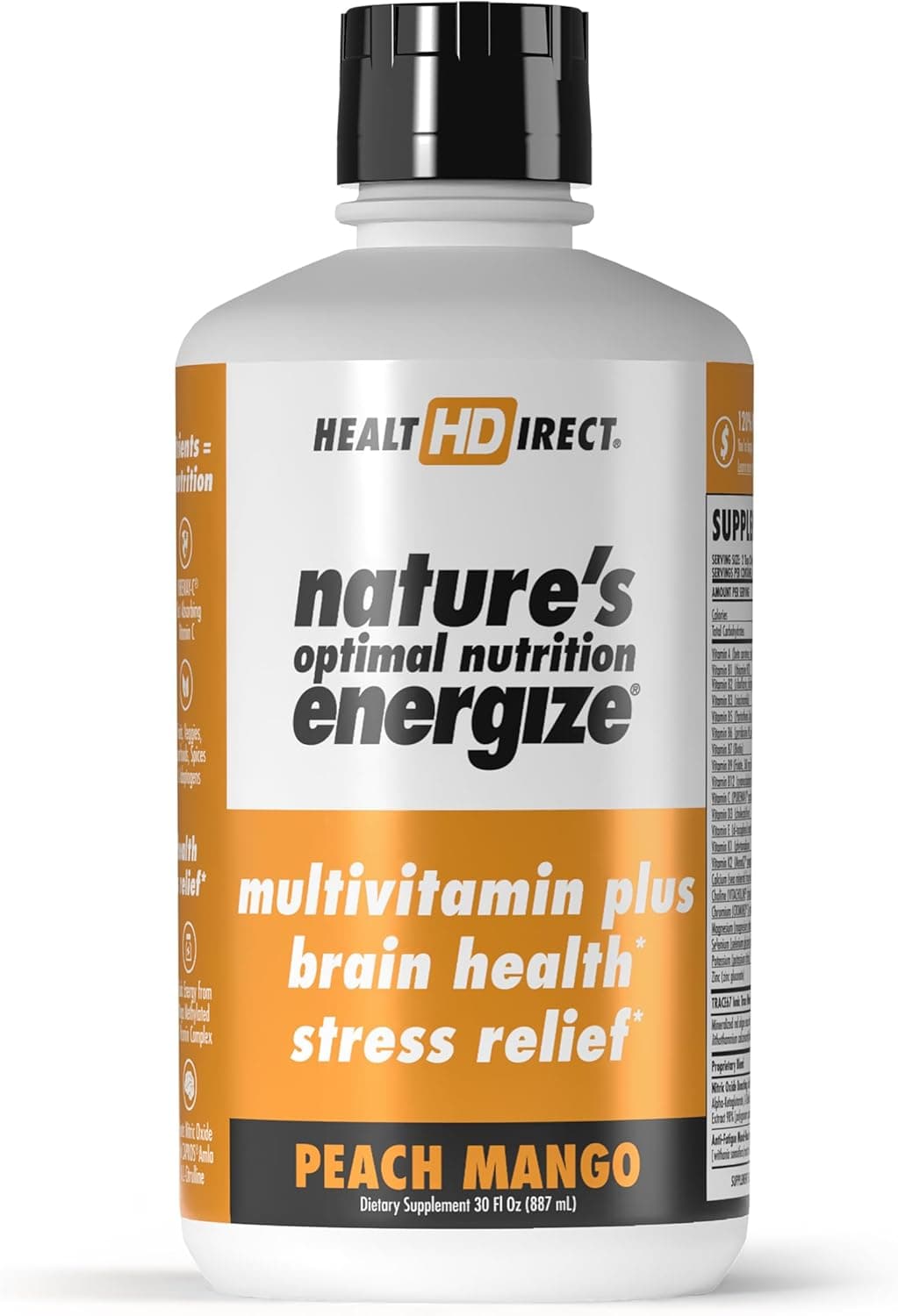 HEALTH DIRECT Natures Optimal Nutrition Energize Liquid Multivitamin Superfood 140 Nutrients Mental Clarity Energy Immune Cardiovascular Support 30 Servings Peach Mango