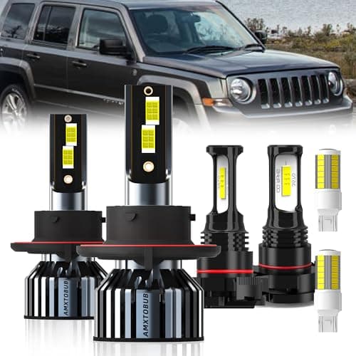 AMXTOBUB For Jeeppy Patriot 2010 2011 2012 2013 2014 2015 2016 2017 Headlight Bulbs, 9008/H13 High Low Beam + 5202/H16 Fog Light Bulbs + Turn signal Lights, Pack of 6