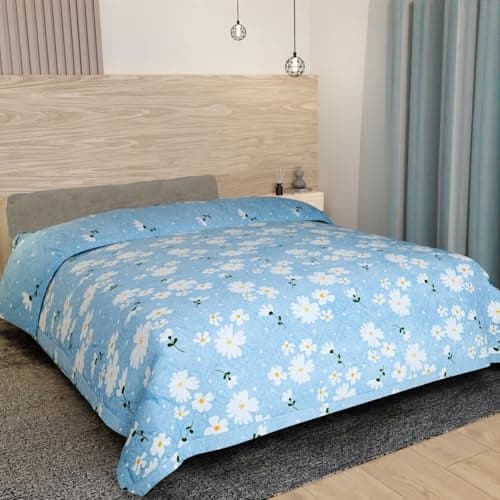 Akshya Cotton Double Bed AC Comforter Reversible Lightweight Summer Blanket for King Size Double Bed 230x240 cm 200 TC Breathable Cotton Dohar