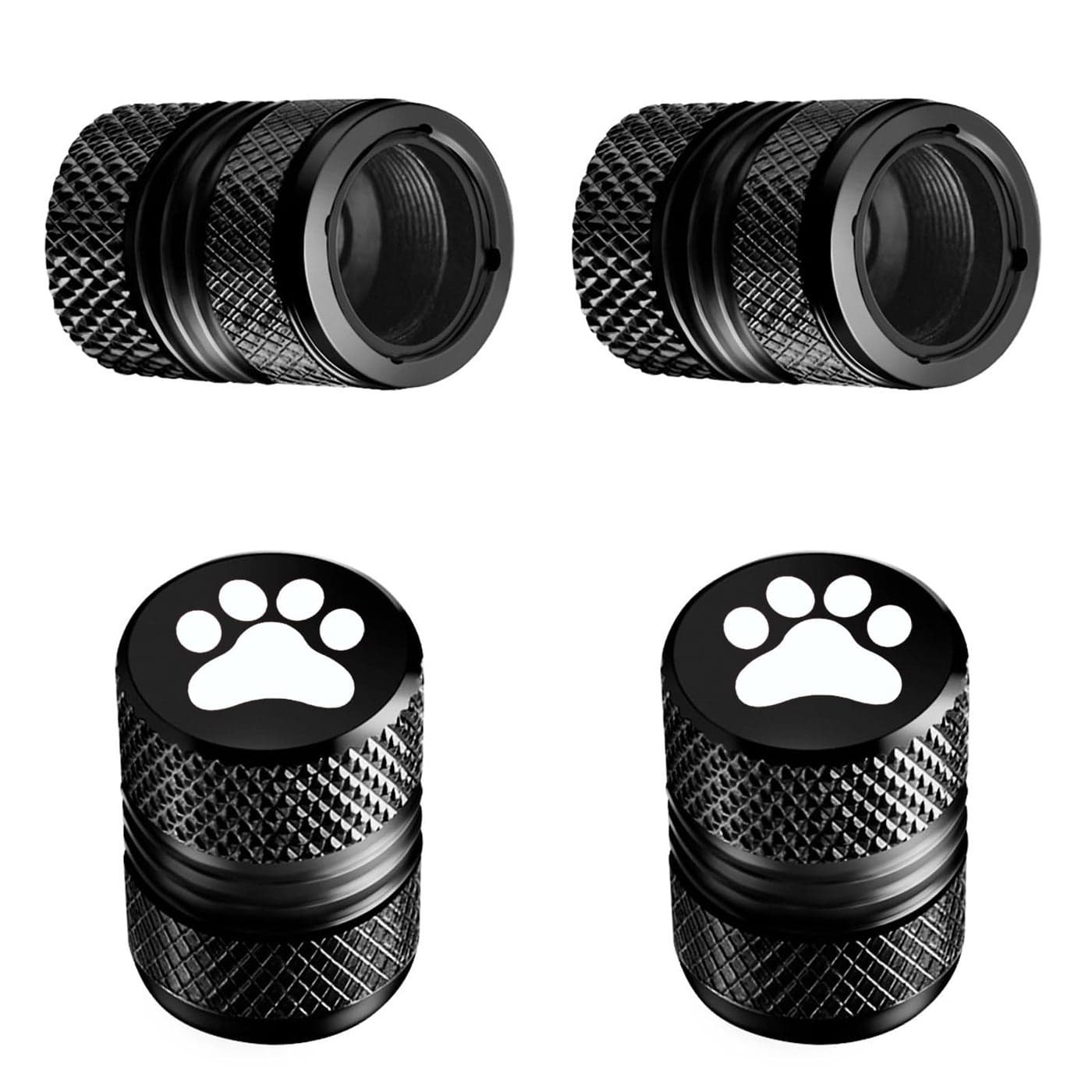 Tire Valve Stem Caps 4 Pack AntiCorrosion Premium Anodized Alloy Tyre Air Valve Caps Cat Dog Paw for Car SUV Bike Black