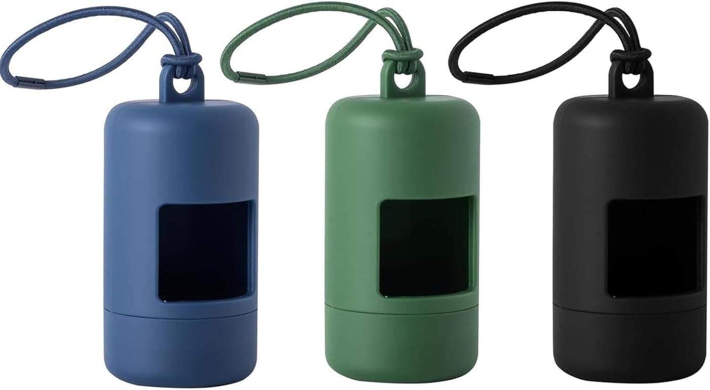 3 Pack Dog Poop Bag Holder for Leash, Lightweight Pet Waste Bag Dispenser with Clip, Portable Doggie Poop Bag Container for Walking, Blue Green Black