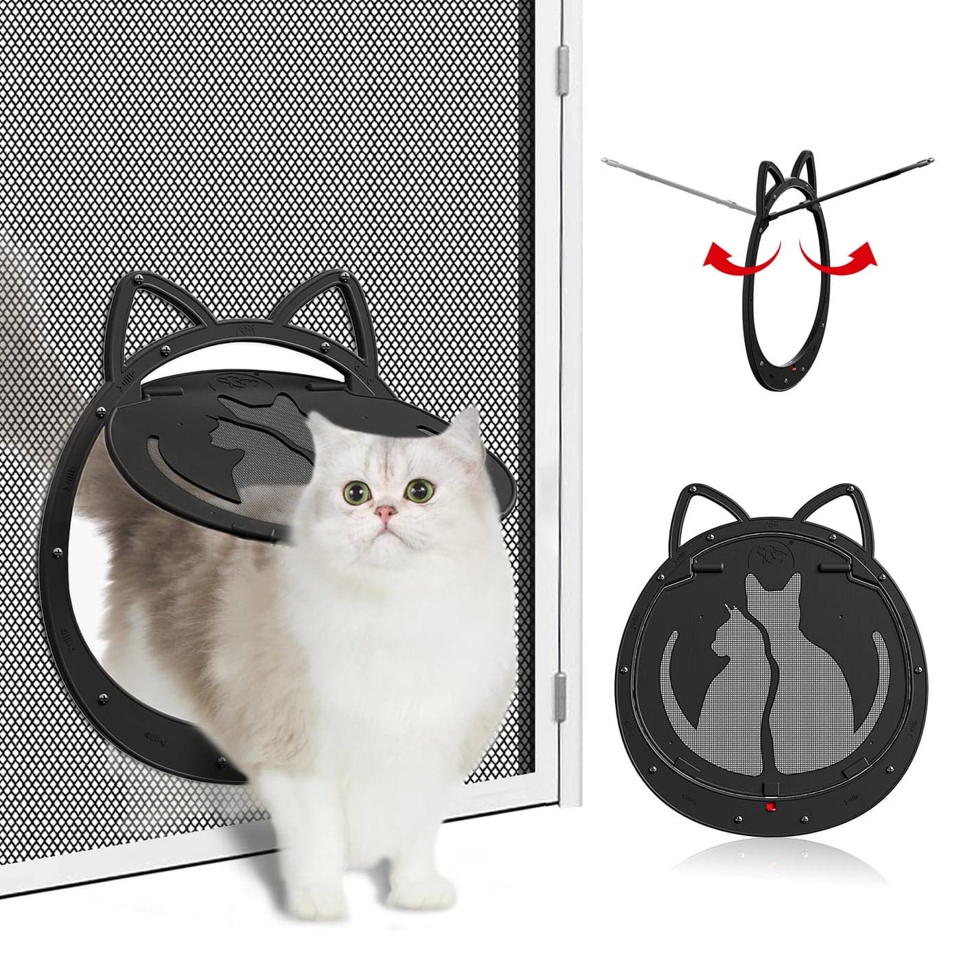 HIDROSIL Cat Door for Screen Door Inside Openning 10x10x05 inch Patent Desigh Pet Screen Door with Lockable Magnetic Flap for Doggy and Cat Door Suitable 026lb Cats and Small Dogs Black