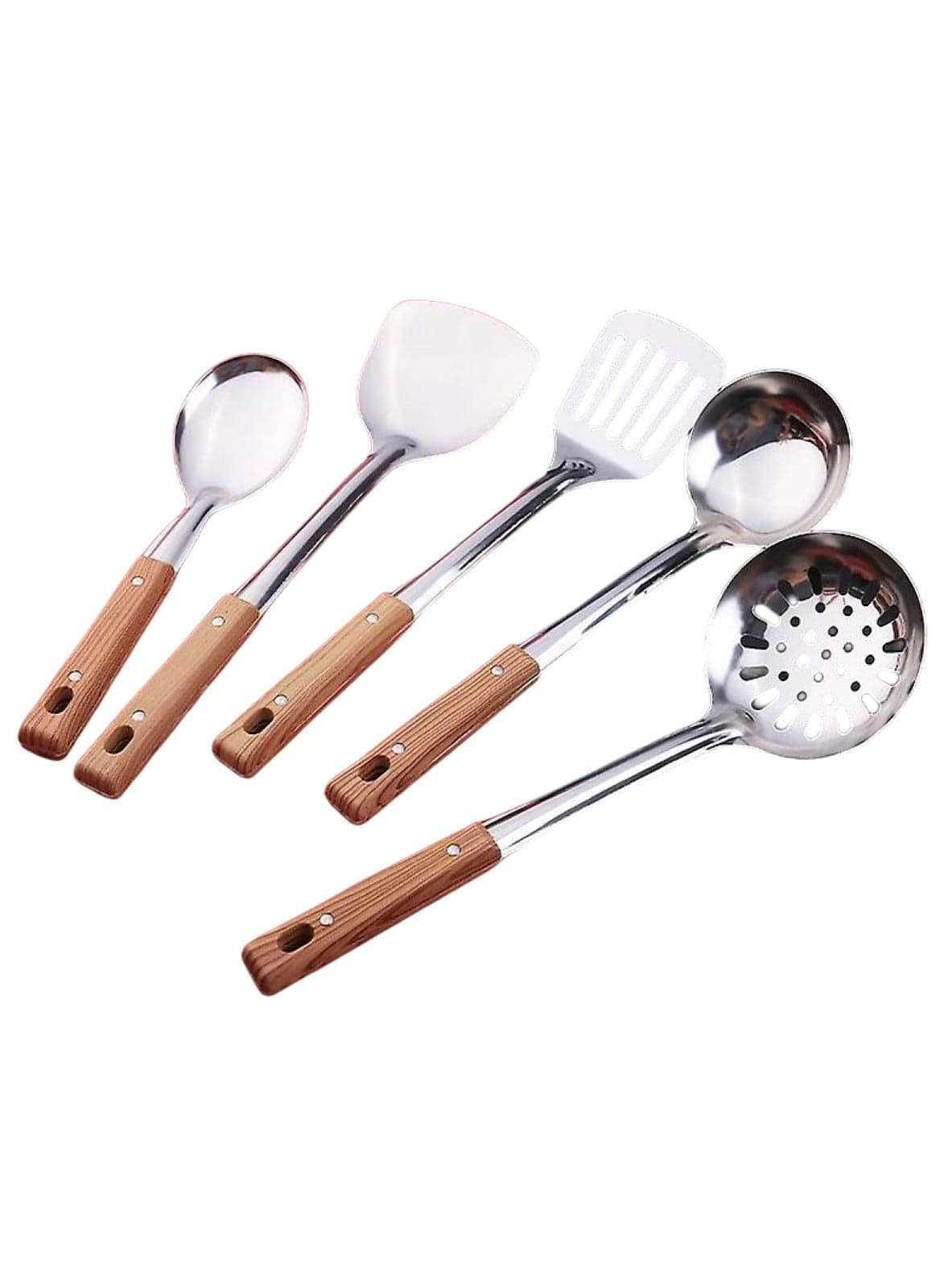 5 Piece Stainless Steel Kitchen Utensil Serving Spoon Set Silver