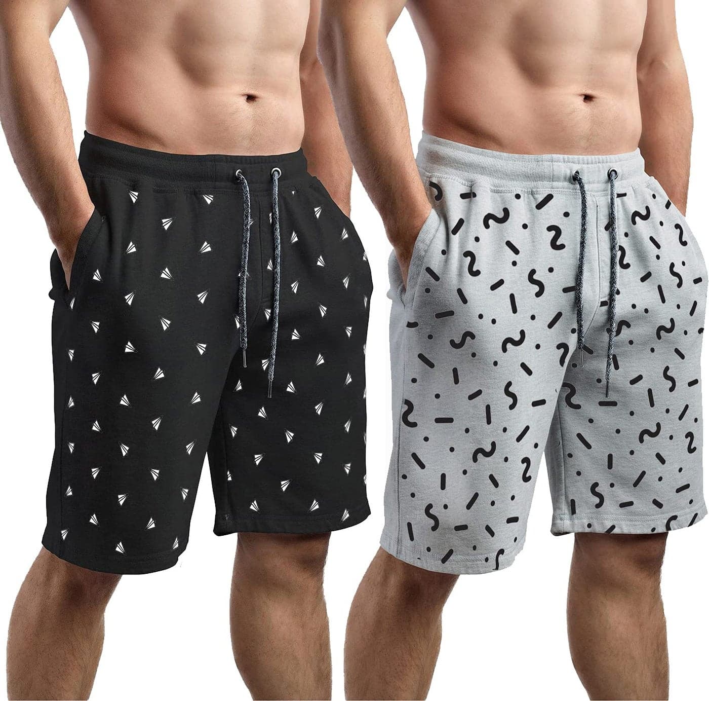 hotfits Stylish Men Black & Grey Cotton Shorts-Pack of 2-XL