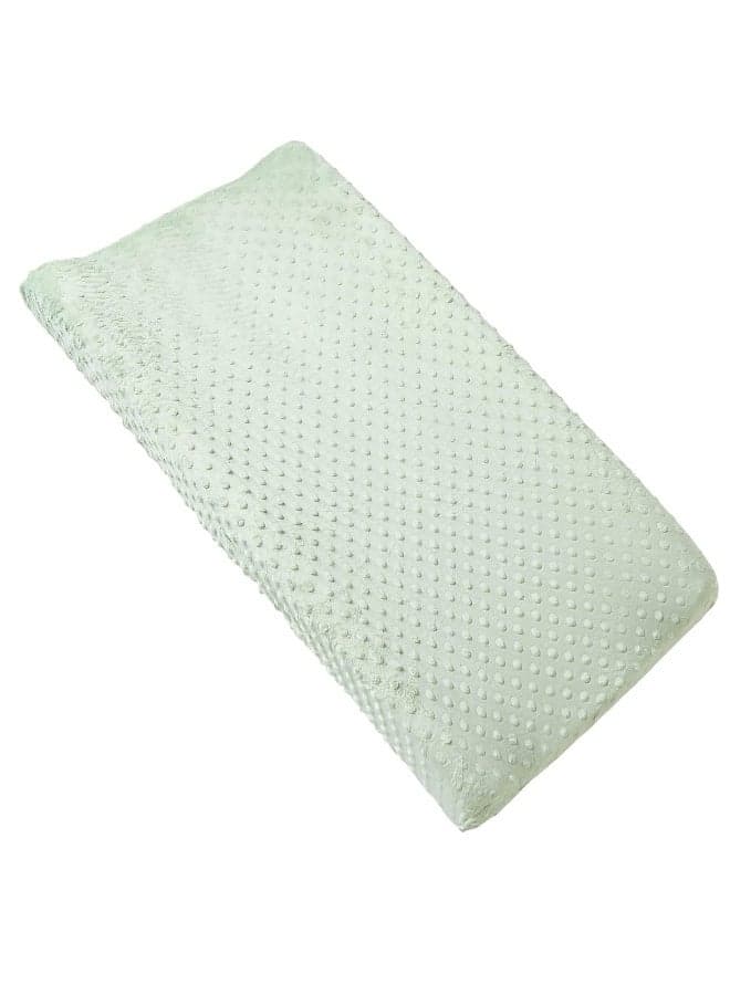 Solid Changing Table Pad Cover Cradle Sheet, Fits 32"/34''x16 Contoured Diaper Changing Pad, Ultra Soft Cozy Dots Plush Changing Table Covers, Breathable Wipeable Removable (Green)