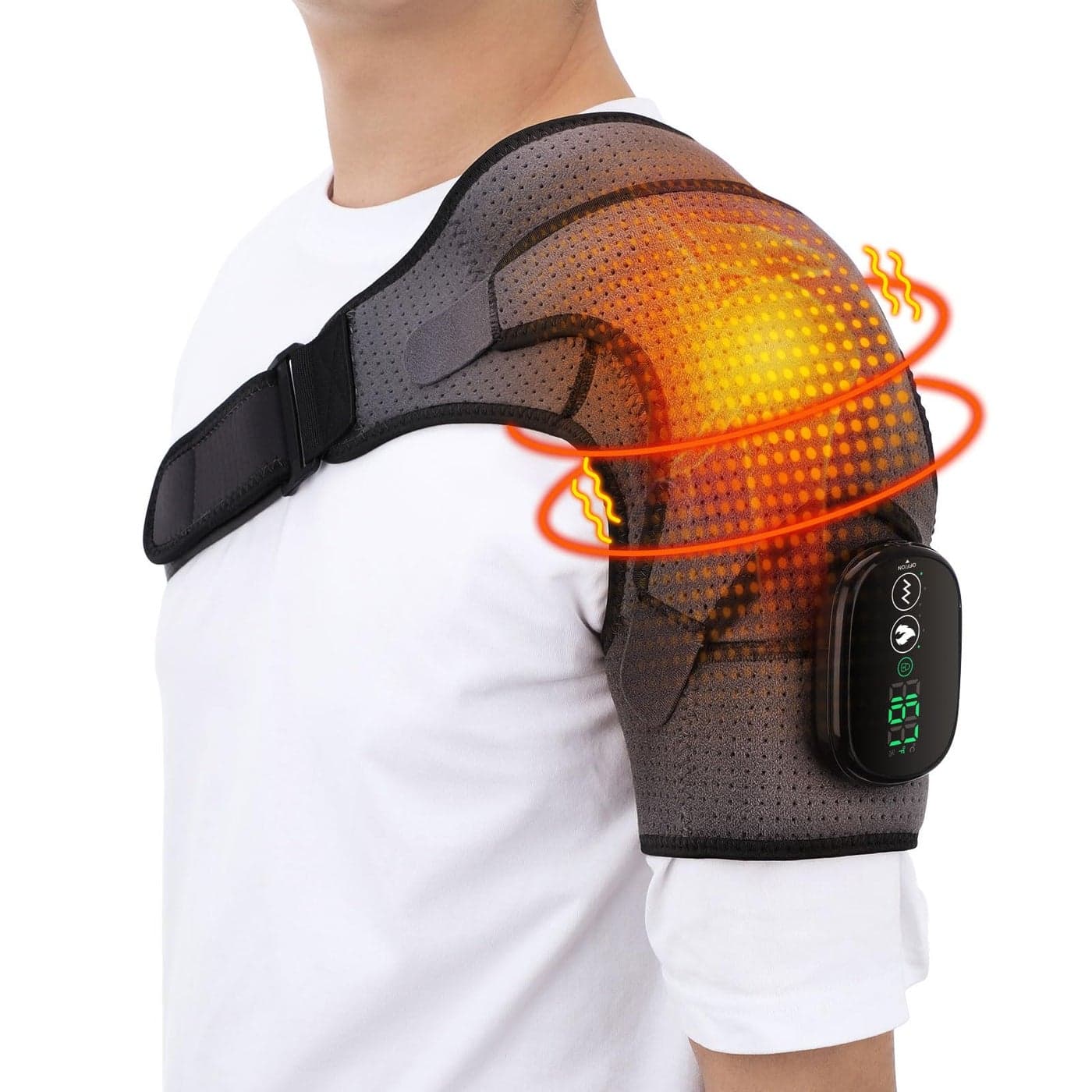 Cordless Shoulder Heating Pad Heated Shoulder Wrap with Vibration Shoulder Massager Heated Shoulder Brace for Women Men