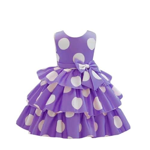 Niren Enterprise Baby-Girl's Satin Blend A-Line Knee Length Purple Polka Dot Frock (P5-E0Bm-Zdbc_Lavender