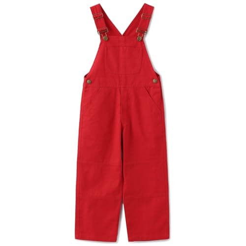 GRANDWISH Boys Canvas Bib Overalls Kids Red Overalls Size 12