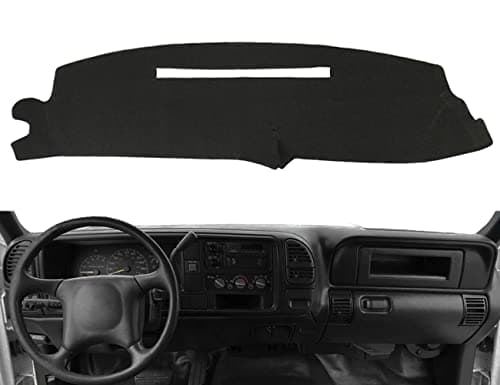 Dash Cover Mat Custom for 1997-2000 Chevrolet Silverado/GMC Sierra C1500 C2500 C3500 K1500 K2500 K3500,1997-1999 GMC Yukon/Chevy Tahoe Suburban,Dashboard Pad Cap Carpet(Black) Y57