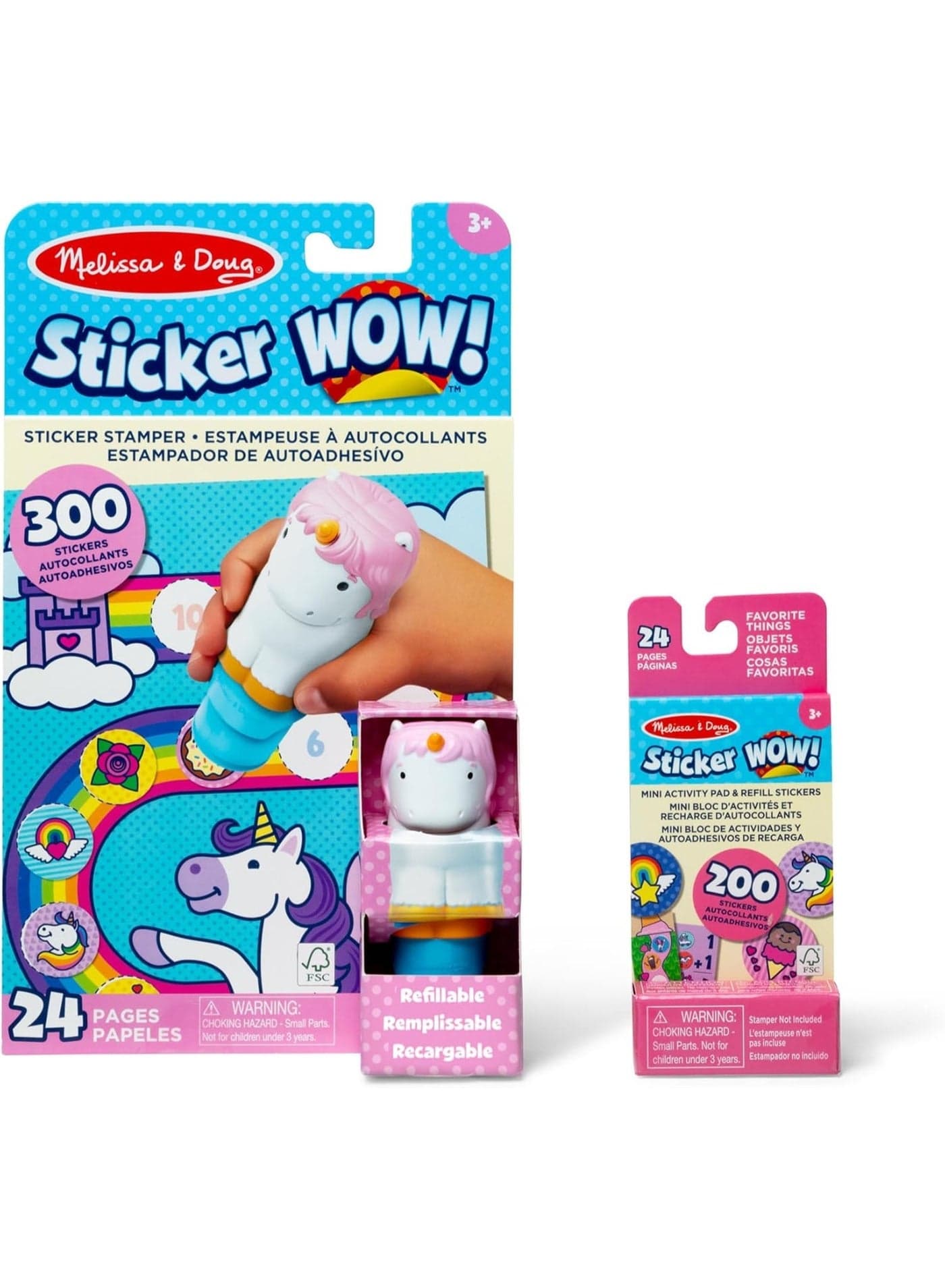 Melissa & Doug Sticker WOW! Unicorn Bundle – Sticker Stamper, 24-Page Activity Pad & Refill with 100+ Stickers – Mess-Free Creative Fun for Kids – Ages 3+ | MD50303