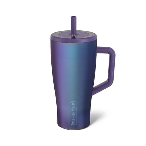 BrüMate Era 30 oz Tumbler with Handle and Straw | 100% Leakproof Insulated Water Bottle Tumbler with Lid and Flexible SoftSip Straw | Made of Stainless Steel | Cup Holder Friendly | 30oz (Dark Aura)