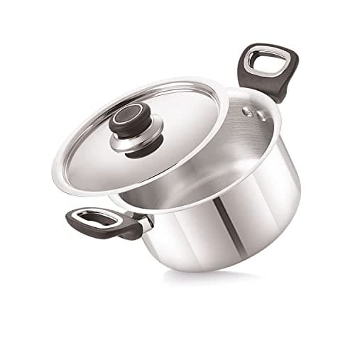 Anjali FPCS16 Stainless Steel Fiesta Pro Casserole with Stainless Steel Lid 14 cm with Induction Base, 1350 ml