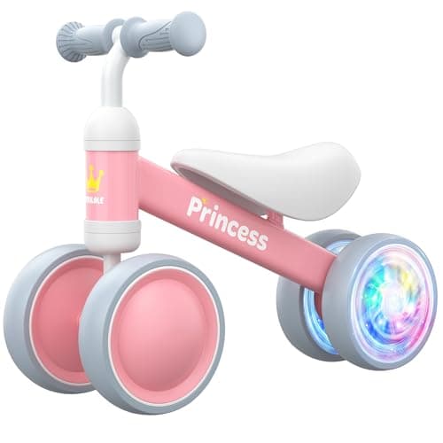 BEKILOLE 1 Year Old Girl Gifts Baby Balance Bike 1st Birthday Girl Gift with LED Light Up Wheels for 1224 Months Toddlers ASTM Certified 2Minute Assembly Pink First Ride On Training Toy