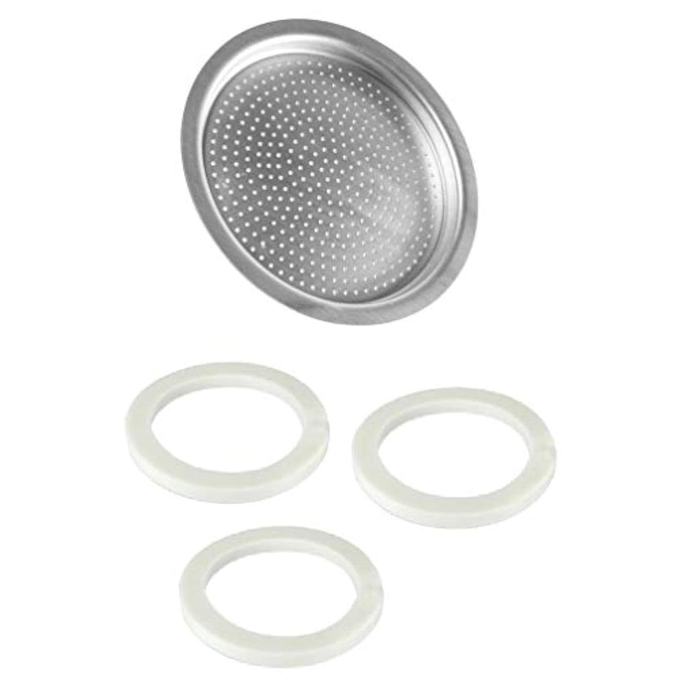 Univen 25 64mm Espresso Filter and Gasket Seals Compatible with Bialetti 6 Cup Aluminum Espresso Makers