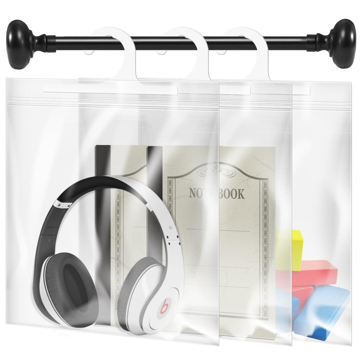 Large Hook Hanging Storage Bags 16 x 13inch Headphone Storage Classroom Reusable Waterproof Dustproof Ideal for Classroom Library and Pharmacy Use