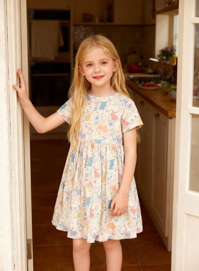 Girls Graphic Print Pleated Nightdress