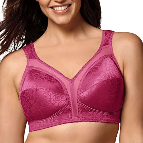 PLAYTEX Womens 18 Hour Comfort-strap Wireless Bra, Full-coverage With 4-way Trusupport, Single & 2-pack Bra, Basic Signature Berry, 46DD US