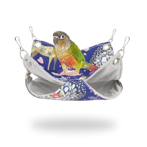 Wontee Bird Double Hammock Warm Nest Bed for Parrot Budgie Parakeet Cockatiel Conure Lovebird Hamster Rat Mice Chinchinlla (S)