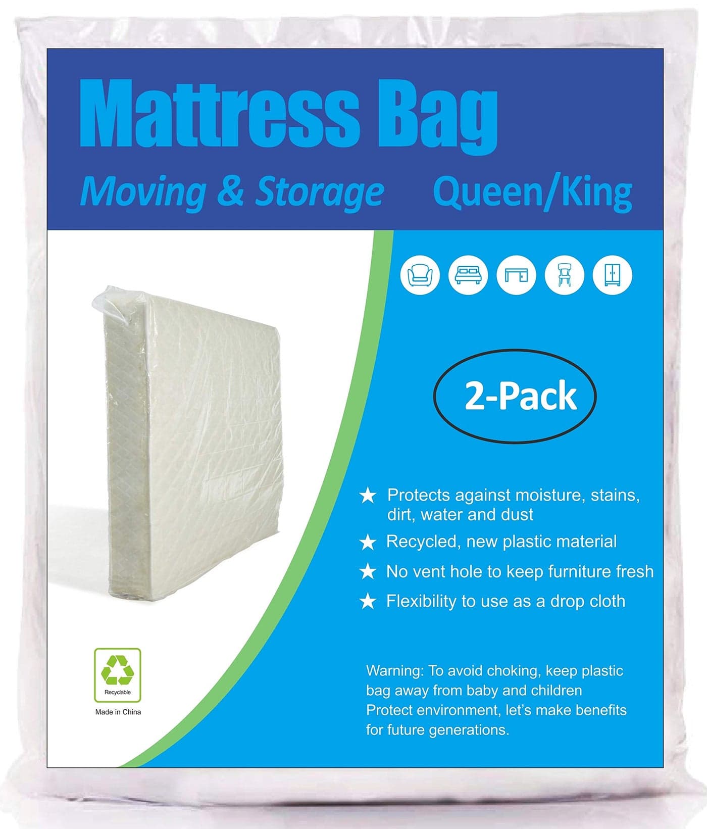 ComfortHome Mattress Bag for Moving and Storage Queen and King Size 2 Pack