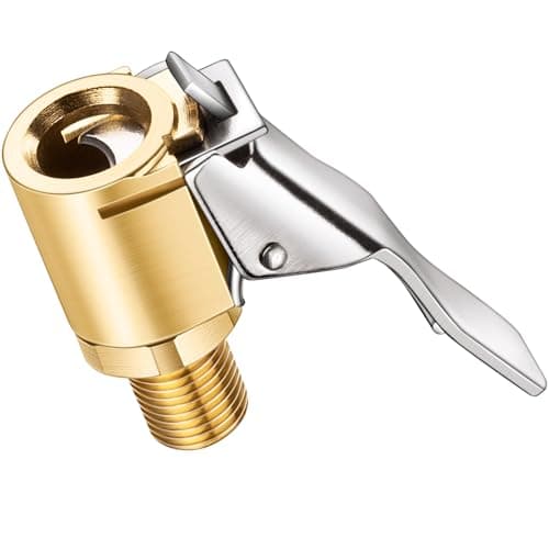 Brass Locking Tire Air Chuck Tire Inflator Hose Adapter for Twist On Connection Convert to Lock On No Air Leakage Air Compressor Pump Clip On Tire Chucks Tire Nozzle with Tire Valve Thread
