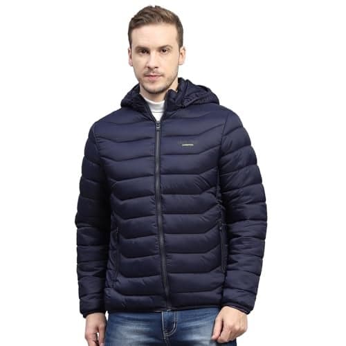Monte Carlo Mens Navy Blue Solid Hooded Neck Full Sleeve Jacket (224066831-2-46)