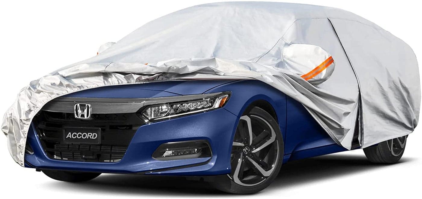 Kayme 6 Layers Car Cover Custom Fit for Honda Accord SedanCoupe 20012025 Waterproof All Weather for Automobiles Outdoor Full Cover Rain Sun UV Protection with Zipper CottonSilver