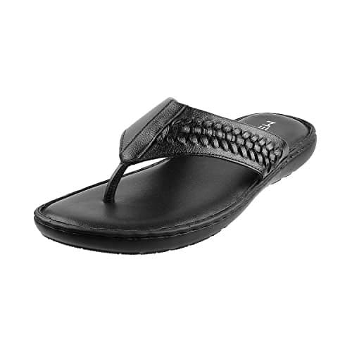 Metro Men Black Synthetic Leather Thong Slipper (16-793)