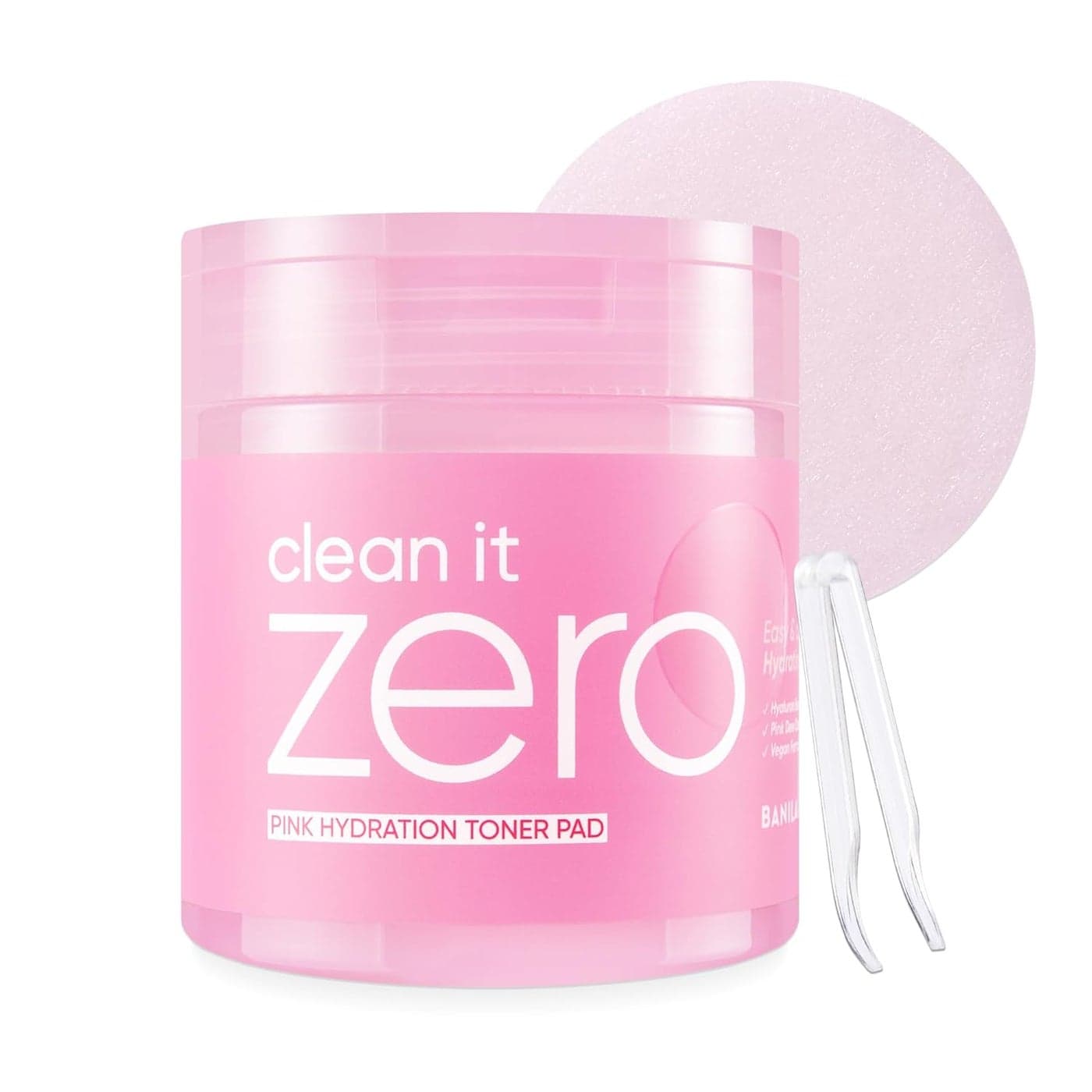 BANILA CO Clean it Zero Pink Hydration Toner Pad Vegan Korean 3layered Pads Hyaluronic Acids and Vitamin Complex to Moisturize and Soothe Skin Hypoallergenic Alcohol Free 70 pads