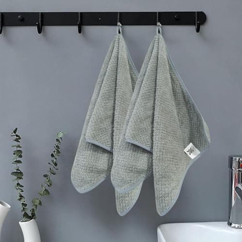 LINEAR Microfiber Hand Towels/Face Towel/Small Size Towel/Towel for Men, Women & Babies/Ultra Soft, Absorbent & Quick Dry Towels for Gym, Travel 300 GSM (Grey)