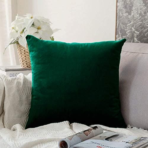 Khooti Velvet Cushion Cover, 12x12 Inch | Army Green | Pack of 1 | Solid Plain Soft & Smooth, Decorative Cushion Covers for Living Room, Bedroom, Couches, Chairs, Sofas, Beds & Home Decor