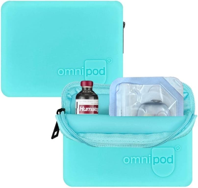 Omnipod Protective Travel Case Silicone Storage fits an Insulin Vial and One Pod Diabetic Care Products Diabetes Supplies Organizer Aqua