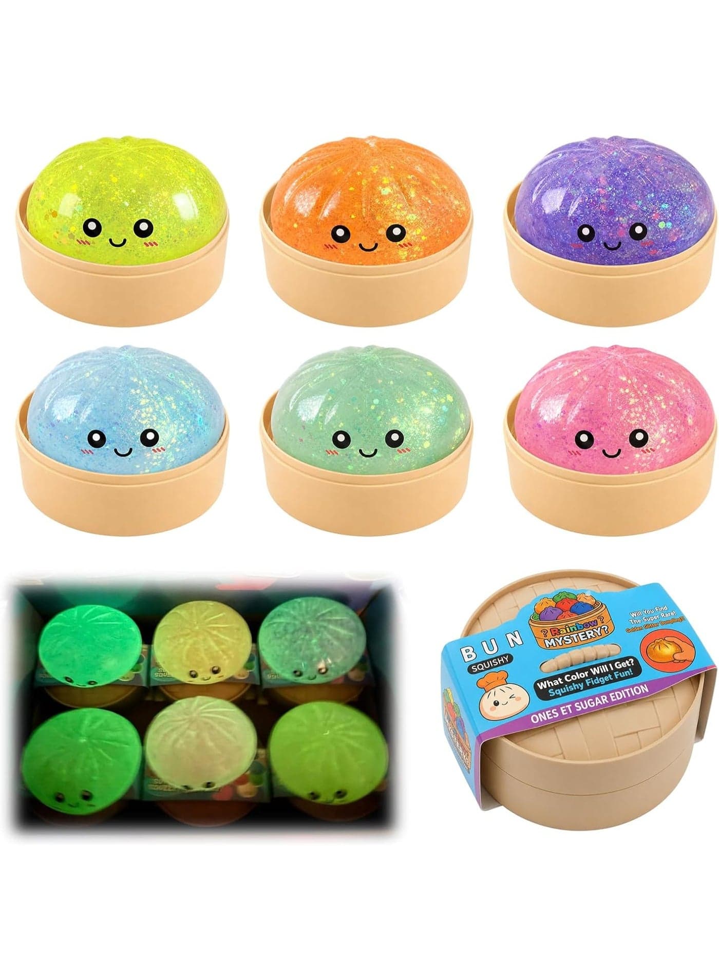 Glow In The Dark Dumpling Squishy Fidget Toy, Cute Dumpling Mystery Blind Box, Random Single Color 1 Pack Stress Relief Squeeze Toy