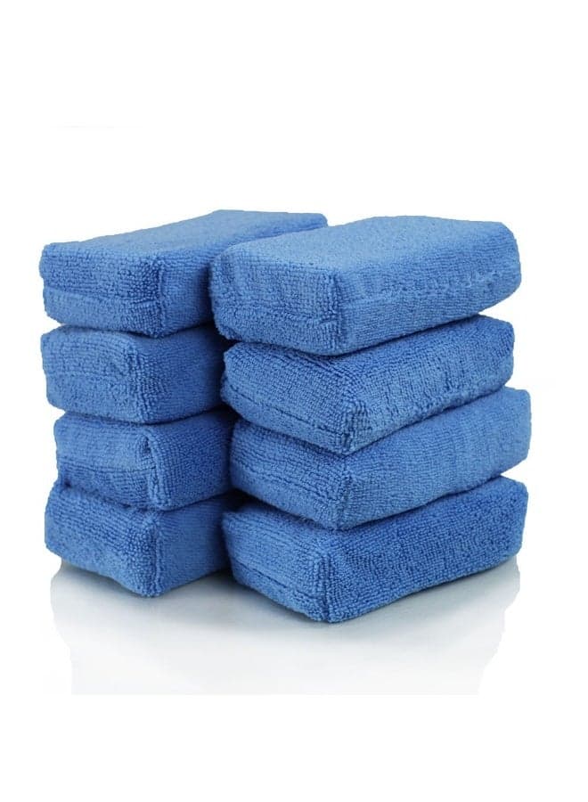 Premium Grade Microfiber Applicator Pads - 8 Pack Ultra-Soft Foam Core Pads for Wax, Sealant, Tire Dressing, Interior and Exterior Detailing, Car and Motorcycle Care