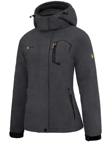 GEMYSE Womens Ski Snow Jacket Warm Winter Waterproof Coat Snowboard Rain Jacket Hooded Windproof WindbreakerGraphite GreyLarge