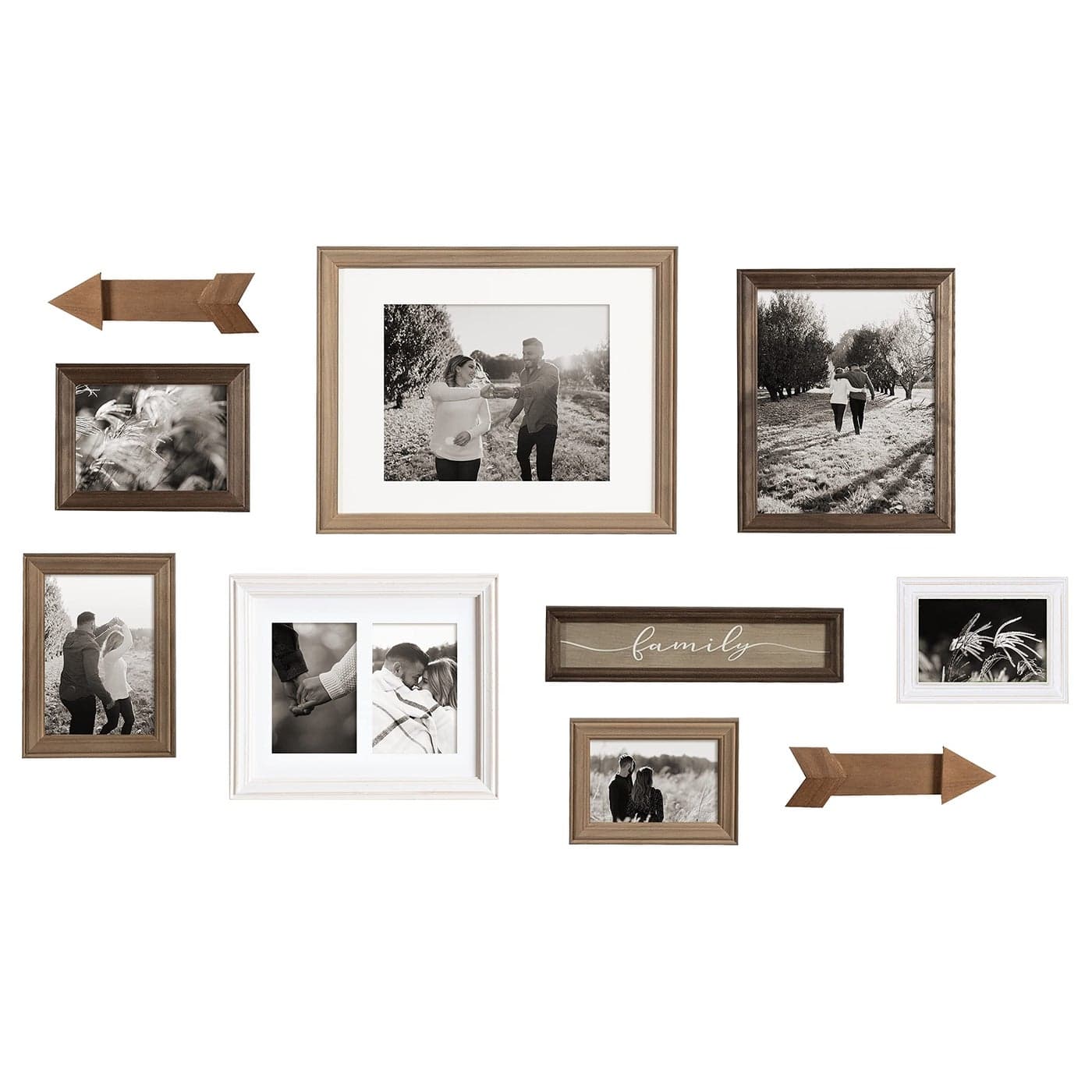 Kate and Laurel Bordeaux Expressions Wall Decor Collection Set of 10 Industrial Farmhouse Finishes Assorted Size Frames and Decorative Wall Accents