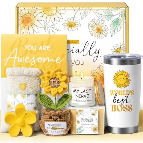 Bosses Day Gifts for Women Her, Cool Boss Lady Gifts for Women, Funny Thank You Birthday Easter Basket Bosses Appreciation Gift Set, Best Office Farewell Leaving Going Away Retirement Gift for Boss