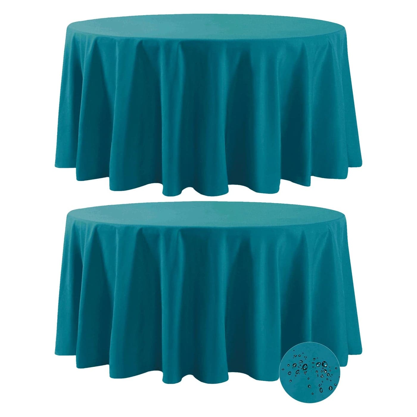 Fokitut 2 Pack Waterproof Round Tablecloth 120 Inch Stain Resistant and Wrinkle Polyester Table Cloth Fabric Table Cover for Kitchen Dining Wedding Party Holiday DinnerCaribbean Blue