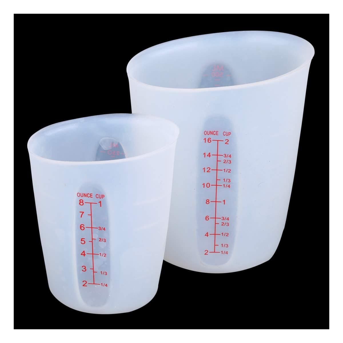 Szxc Silicone Flexible Measuring Cups Set for Epoxy Resin Butter Chocolate More 2 Cup 1 Cup Melt Stir Squeeze Pour BPA Free Dishwasher Safe Standard Metric Measurment Markings