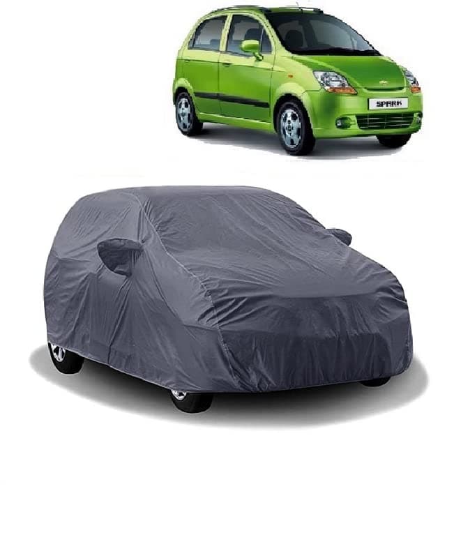 Carigiri Grey Car Body Cover for Chevrolet Spark(Triple Stitched,Mirror Pockets,UV Resistant,Dustproof)(All Year Models)