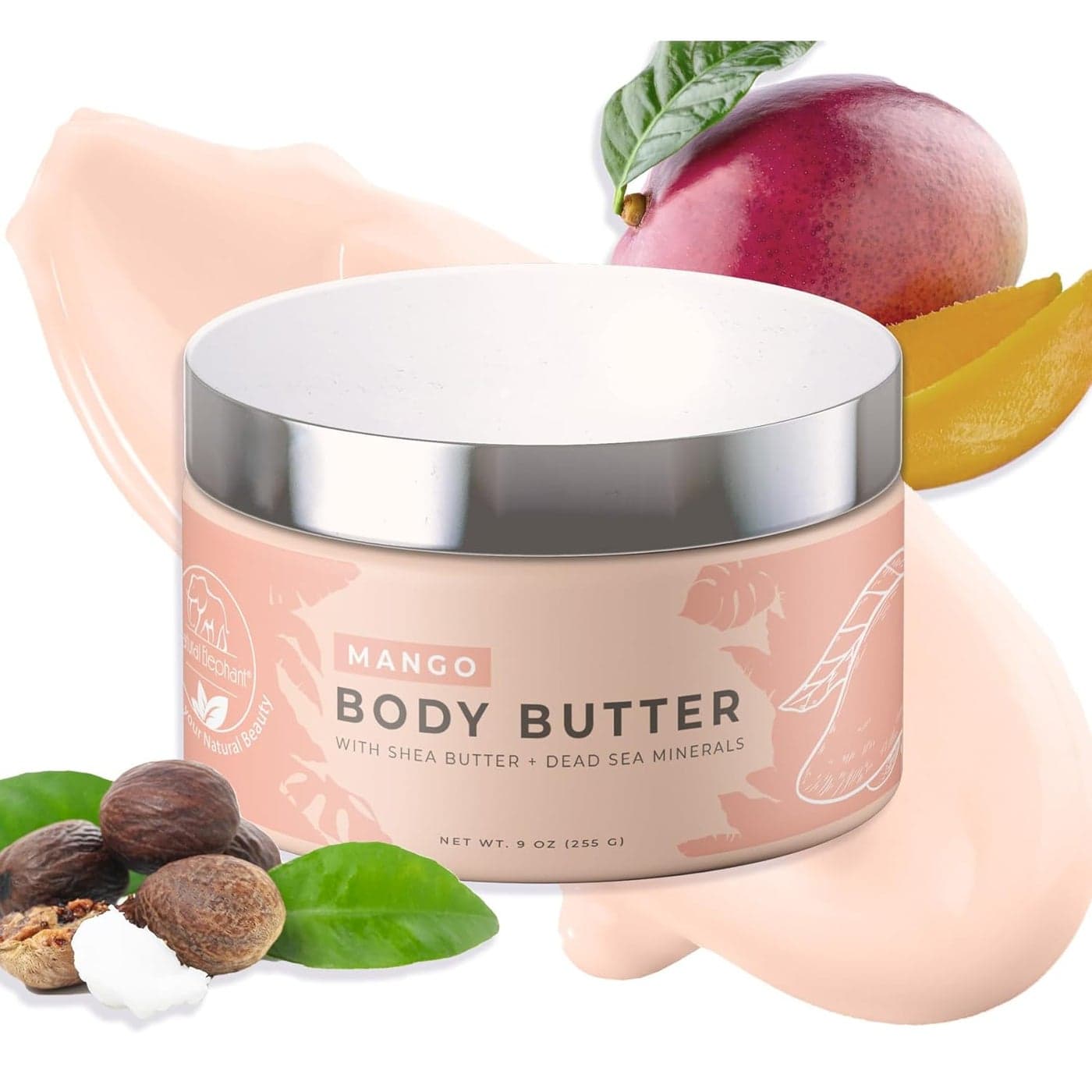 Natural Elephant Body Butter with Shea Butter Dead Sea Minerals Vitamin E Luxurious Moisturizer Hydrating Cream CrueltyFree ParabenFree 9 oz Mango