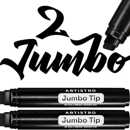 ARTISTRO 2 Black Acrylic Paint Markers 15mm JumboTip Paint Pens Perfect for Crafting Art Projects More