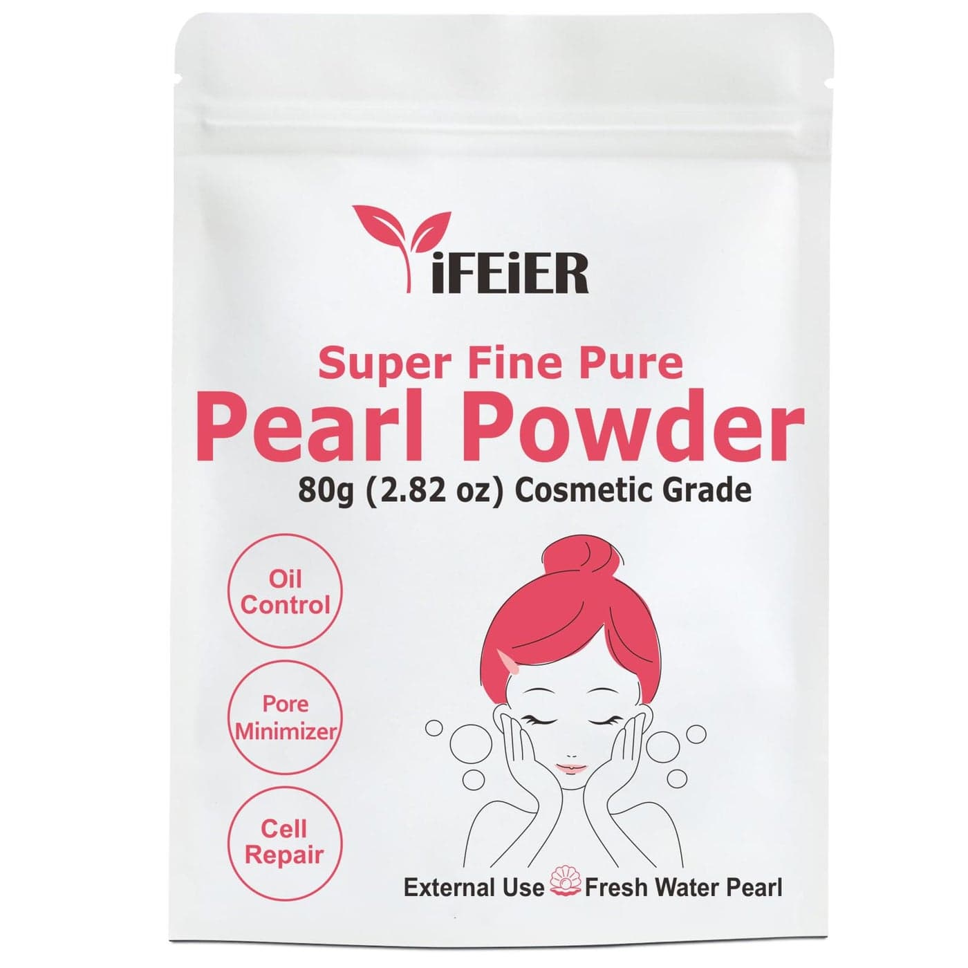iFEiER Pure Freshwater Pearl Powder for Skincare and Homemade Cosmetics Grade 80g282oz SuperFine Pearl Powder for DIY lotions creams serums making face mask Natural and Oranic