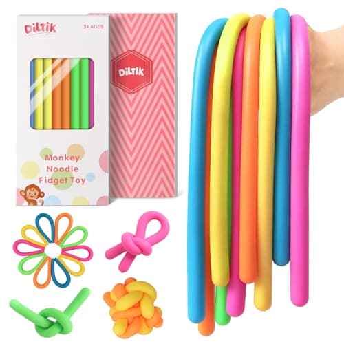 10 Pack Sensory Toys for Kids Upgraded ExtraThick Stretchy Sensory Strings for Autism ADHD Anxiety Gift Box Perfect Stocking Stuffers for Boys Girls Ideal for Travel or Classroom Smooth