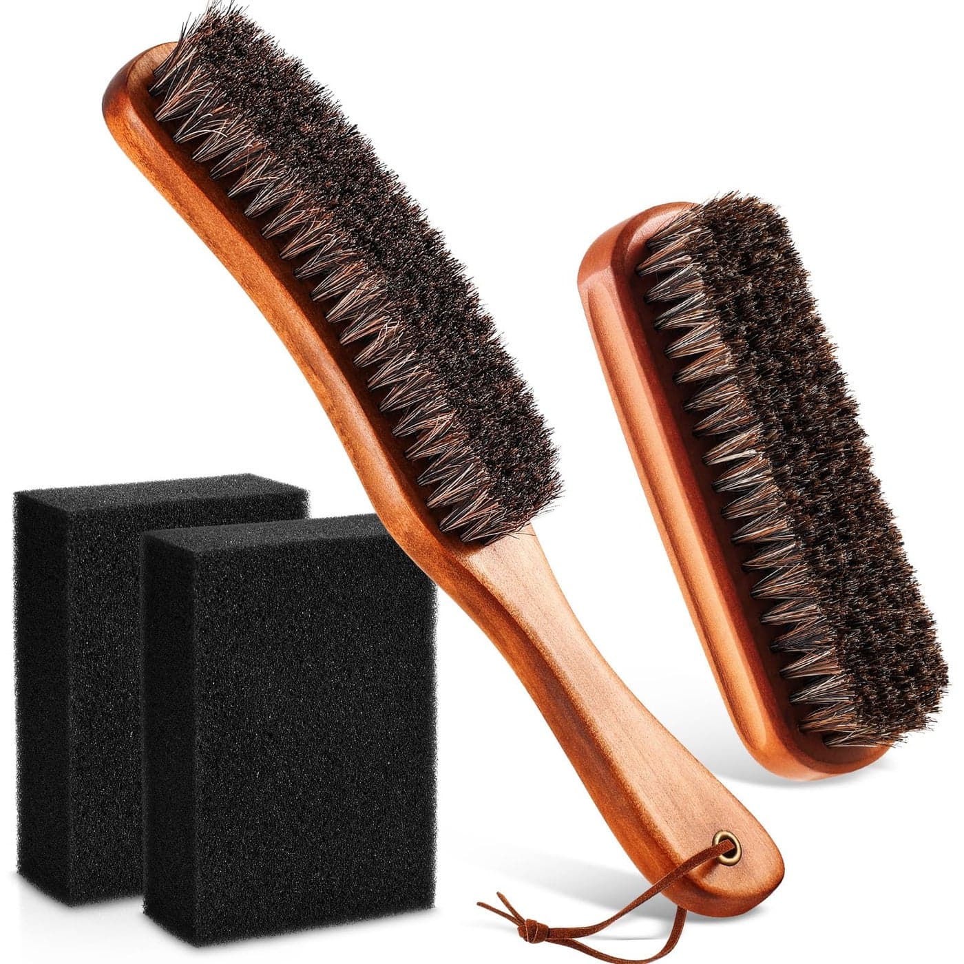 4 Pcs Horsehair Felt Hat Brush Kit with Cleaning Sponge Cowboy Clean Hat Wood Fedora Hat Cleaning Set Baseball Cap Lint Brush Remove Dust for Hair Furniture Suits ClothesStyle A